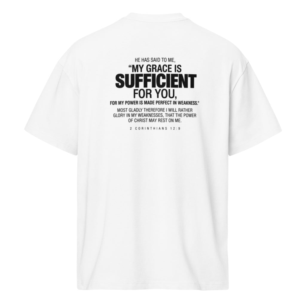 Back view of the ENOUGH | MEN Christian T-shirt in white.
